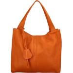 Dámske Elegantné kabelky oranžovej farby v elegantnom štýle z kože na zips 