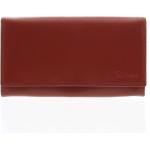Dámske Kožené peňaženky Delami červenej farby na zips 