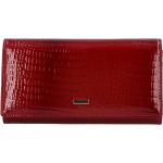 Dámske Kožené peňaženky Ellini červenej farby na zips 