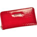 Dámske Kožené peňaženky gregorio červenej farby s hadím vzorom na zips 
