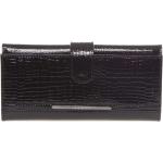 Dámske Kožené peňaženky loren čiernej farby v modernom štýle s hadím vzorom na zips s cvokmi 