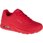 Dámske Fitness tenisky Skechers Uno červenej farby v minimalistickom štýle zo syntetiky vo veľkosti 42 