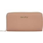 Dámske Kožené peňaženky MAXFLY telovej farby z koženky na zips Vegan 