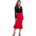 Dámske Midi sukne červenej farby z polyesteru s dĺžkou: Pod kolená na zips v zľave 