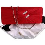 Dámske Elegantné kabelky červenej farby v sexy štýle zo saténu na Svadbu 