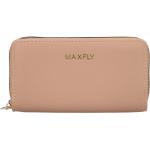 Dámske Kožené peňaženky MAXFLY svetlo béžovej farby z koženky na zips Vegan 