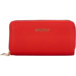 Dámske Kožené peňaženky MAXFLY svetlo červenej farby z koženky na zips Vegan 