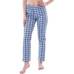 Dámske Dlhé pyžamové nohavice regina tyrkysovej farby s geometrickým vzorom z bavlny 