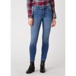 Dámske Slim Fit jeans WRANGLER modrej farby z bavlny vo veľkosti XXS so šírkou 25 s dĺžkou 30 