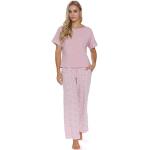 Dámske Dlhé pyžamá ružovej farby so zábavným motívom z bavlny s okrúhlym výstrihom 