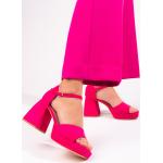 Dámske Kožené sandále vinceza ružovej farby v elegantnom štýle z koženky vo veľkosti 40 s výškou opätku 7 cm - 9 cm v zľave na leto 