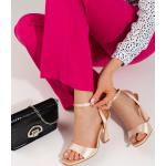 Dámske Kožené sandále hnedej farby v elegantnom štýle z koženky vo veľkosti 41 s výškou opätku viac ako 9 cm s prackou v zľave na leto 