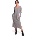 Dámske Dlhé šaty bewear sivej farby z bavlny s dĺžkou: Pod kolená v zľave 
