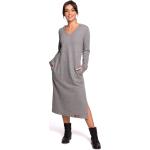 Dámske Dlhé šaty bewear sivej farby z bavlny vo veľkosti XXL s dĺžkou: Pod kolená v zľave 