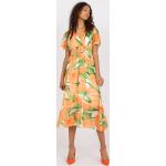 Dámske Denné šaty FashionHunters horčicovej farby z polyesteru Onesize s krátkymi rukávmi s dĺžkou: Pod kolená v zľave 