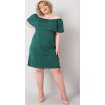 Dámske Šaty pre moletky FashionHunters zelenej farby z bavlny vo veľkosti 4 XL s odhaleným výstrihom v zľave 