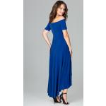 Dámske Krátke šaty Lenitif modrej farby z polyesteru s odhaleným výstrihom na zips v zľave 