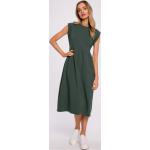 Dámske Denné šaty Moe zelenej farby z bavlny vo veľkosti XXL bez rukávov s dĺžkou: Pod kolená v zľave 