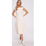 Dámske Denné šaty Moe bielej farby z bavlny vo veľkosti XXL bez rukávov s dĺžkou: Pod kolená v zľave 