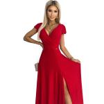 Dámske Dlhé šaty numoco červenej farby v trblietavom štýle z polyesteru vo veľkosti XXXL s hlbokým výstrihom s dĺžkou: Maxi s glitrami v zľave 