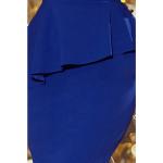Dámske Oblečenie numoco modrej farby v elegantnom štýle s okrúhlym výstrihom s dĺžkou: Pod kolená s volánmi v zľave 