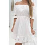 Dámske Čipkované šaty bielej farby z bavlny Onesize 