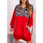 Dámske Šaty s potlačou červenej farby s leopardím vzorom Onesize s motívom: Leopard 