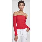 Dámske Tričká s krátkym rukávom Urban Classics červenej farby v streetwear štýle s prestrihom na ramenách udržateľná móda 