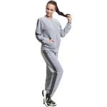 Dámske Pyžamové súpravy LUNA sivej farby z bavlny s dlhými rukávmi na zips 