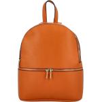 Dámske Kožené kabelky oranžovej farby z kože na zips vonkajšie vrecko 