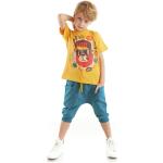 Chlapčenské Detské tričká horčicovej farby z bavlny 2 ks balenie s motívom: Medveď v zľave 