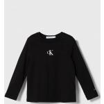Dievčenské Detské tričká s dlhým rukávom Calvin Klein Jeans čiernej farby z bavlny s dlhými rukávmi 