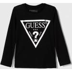 Dievčenské Detské tričká s dlhým rukávom Guess čiernej farby z bavlny s dlhými rukávmi 
