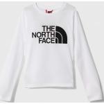 Detské tričká s dlhým rukávom The North Face Easy bielej farby z bavlny s dlhými rukávmi v zľave 
