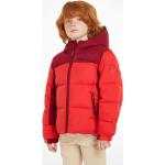 Chlapčenské Detské zimné bundy Tommy Hilfiger červenej farby s prešívaným vzorom z polyamidu 