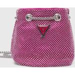 Dievčenské Crossbody kabelky Guess ružovej farby z polyesteru s kamienkami v zľave 