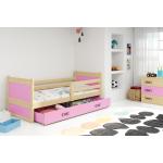Detské postele BMS fialovej farby z masívu s úložným priestorom lakovaný povrch 