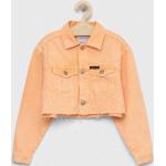 Dievčenské Detské kabáty Calvin Klein Jeans oranžovej farby z bavlny 