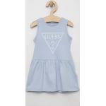 Dievčenské áčkové šaty Guess modrej farby z bavlny 