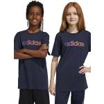 Chlapčenské Detské tričká adidas tmavo modrej farby z bavlny 