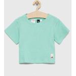 Dievčenské Detské tričká s krátkym rukávom adidas tyrkysovej farby z bavlny 