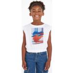 Dievčenské Detské tričká s krátkym rukávom Calvin Klein Jeans bielej farby z bavlny v zľave 