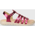 Dievčenské Kožené sandále Geox fialovej farby zo syntetiky vo veľkosti 35 v zľave na leto 