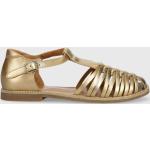 Dievčenské Kožené sandále pom d'api zlatej farby zo syntetiky vo veľkosti 35 metalické na leto 