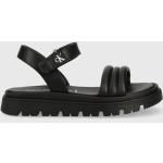 Dievčenské Kožené sandále Calvin Klein Jeans čiernej farby z polyuretánu vo veľkosti 33 Vegan na leto 