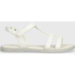 Dievčenské Kožené sandále Geox bielej farby zo syntetiky vo veľkosti 36 v zľave na leto 