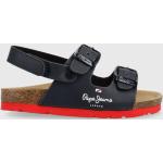 Detské Kožené sandále Pepe Jeans BIO tmavo modrej farby z polyuretánu vo veľkosti 31 Vegan na leto 