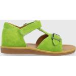 Dievčenské Kožené sandále pom d'api zelenej farby zo syntetiky vo veľkosti 27 v zľave na leto 