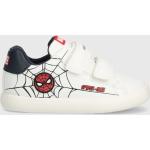 Chlapčenské Kožené tenisky Geox bielej farby v športovom štýle z polyuretánu vo veľkosti 20 s motívom Spiderman Vegan 