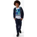 Chlapčenské Designer Detské tepláky HUGO BOSS BOSS tmavo modrej farby z bavlny 